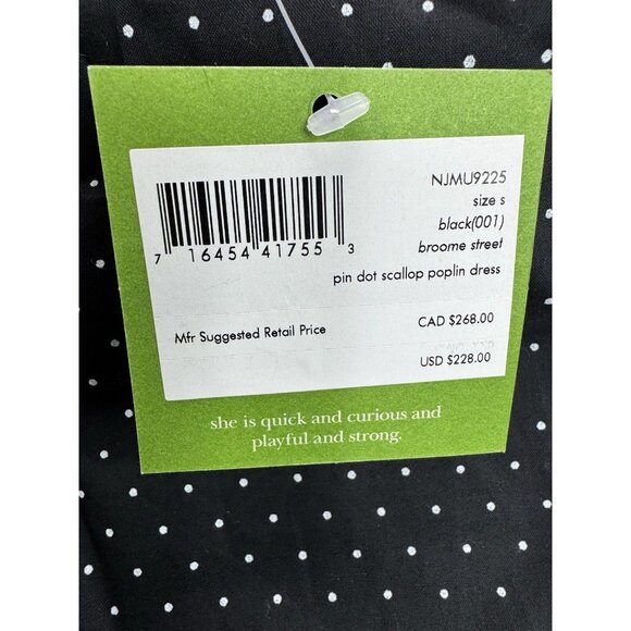 Kate Spade New York Black Pin Dot Scallop Poplin Dress Size Small NWT - Picture 10 of 16